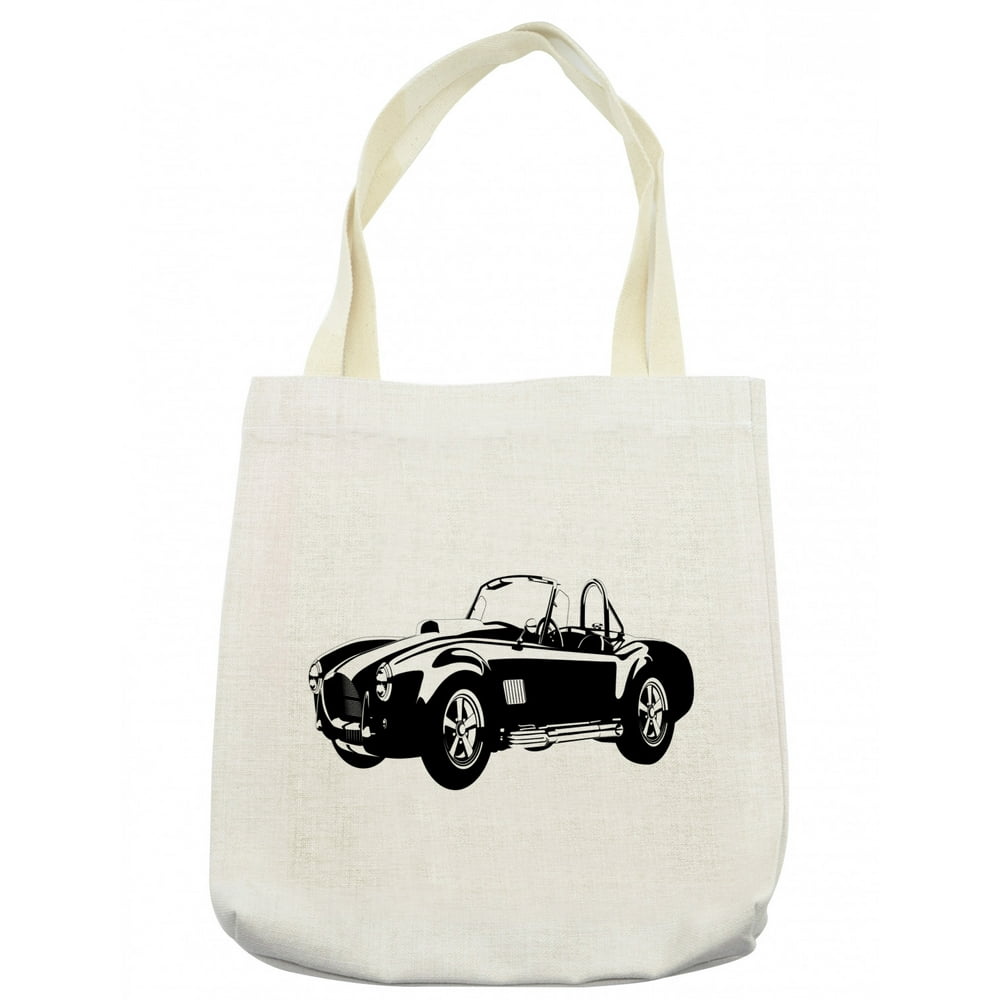 Cars Tote Bag, American Aged Vehicle with Wealth Properties Engine