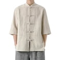 thumbnail image 3 of Mens Casual Chinese Tang Suit Kung Fu Shirt Chinese Traditional Tang Suit Tai Chi Blouse Khaki 3Xl by Awwp, 3 of 7