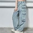 thumbnail image 3 of XXWXYD Clearence Carpenter Jeans Workwear Denim Pants Straight Leg Big Kids Korean Trend Loose Fit with Utility Pockets 2025 Collection, 3 of 7