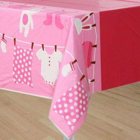 Baby Shower Girl 'Cute as a Button' Plastic Table Cover (1ct)