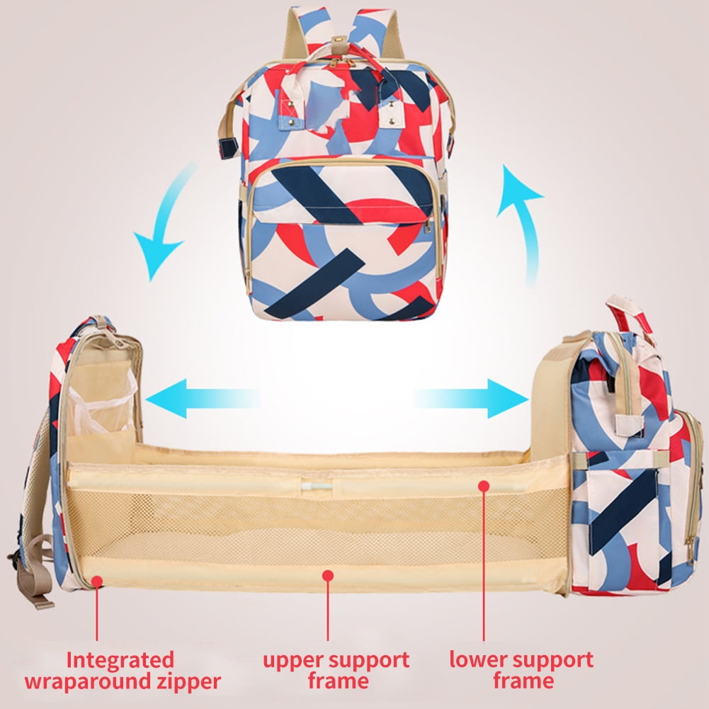 QWLWBU Diaper Bag Backpack, 6 in 1 Large Diaper Bag with Changing Station for Boys Girl, Waterproof Baby Diaper Bags for Travel with Insulated Milk Bottle Pocket