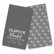 Creative Products Flower Market Gray Floral Pattern 16 x 25 Tea Towel Set of 2