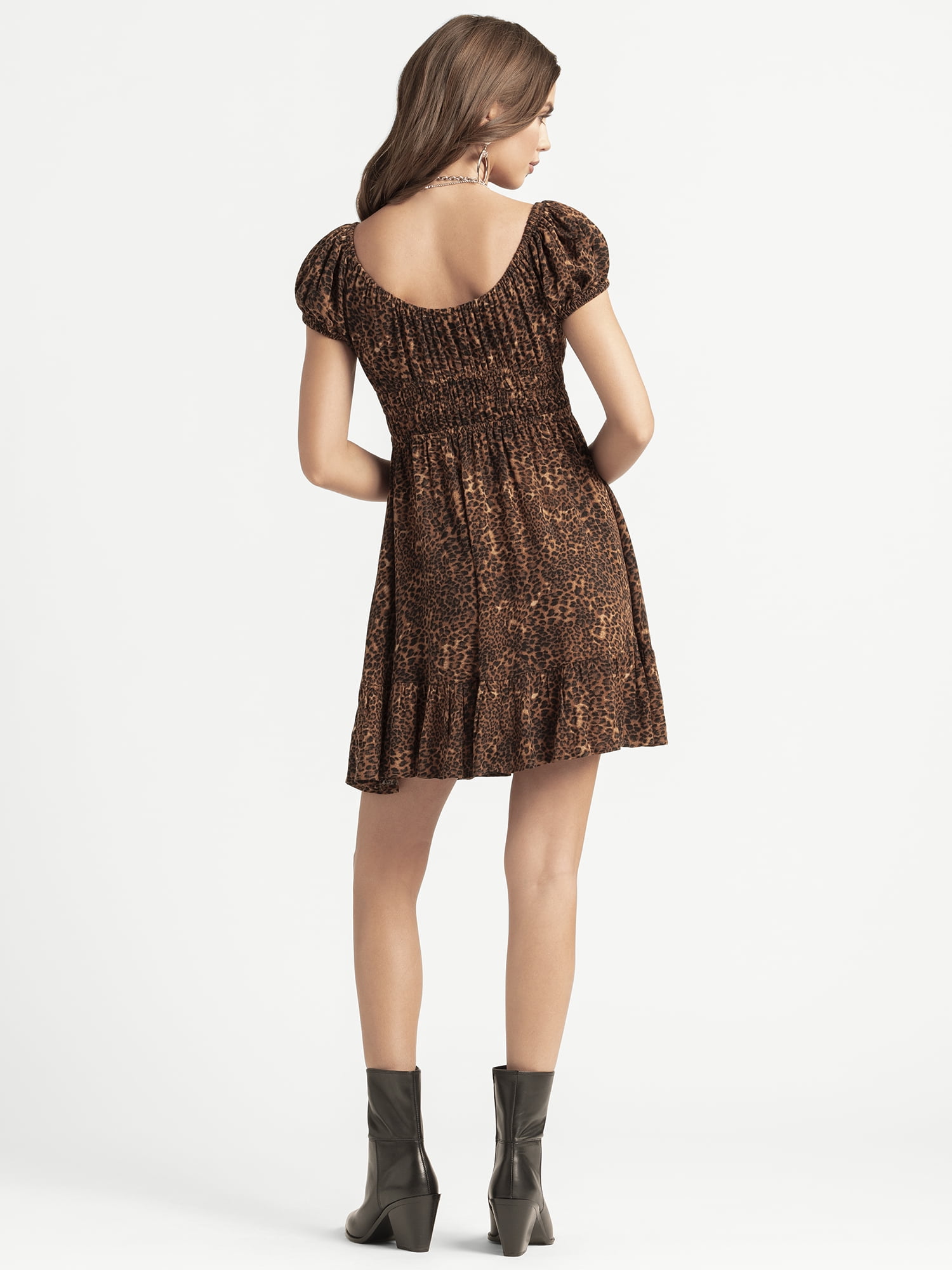 Jessica Simpson Women's Leah Ruched Mini Dress with Puff Sleeves, Sizes XS-XL