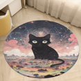 thumbnail image 4 of Cute Planet Cat Round Small Area Rug, Print Non Slip Washable Floor Mat, Soft Throw Rug for Living Room, Powder Room Entryway, Bathroom, Bedside, 4 of 6