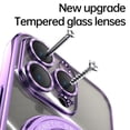 thumbnail image 7 of Compatible with iPhone 15 Case with Rotating Magnetic Ring Stand, [Compatible with MagSafe] [Full Camera Lens Protector] Plating Clear Slim Phone Case for iPhone 15, Lightpurple, 7 of 7