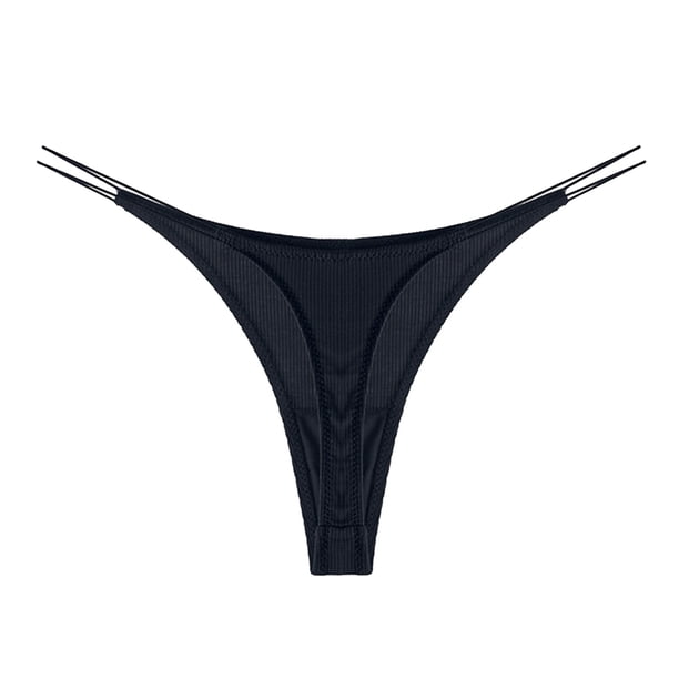 Gibobby Braguitas Slim Fit Ropa interior sólida para mujer Tanga en V Tanga Lencería(Negro, XL)