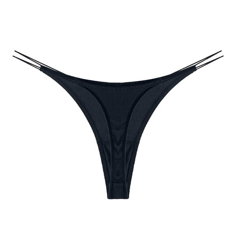 Kcocoo Womens Solid Underwear V String Thong Panty Lingerie Black M