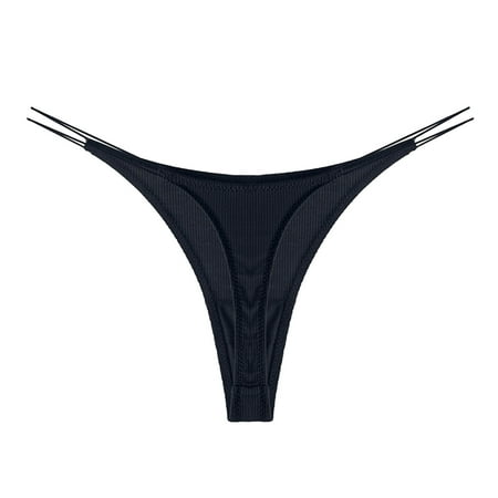 Riforla Women Panties Womens Solid Underwear V String Thong Panty Lingerie Ladies Underwear Panties Black L