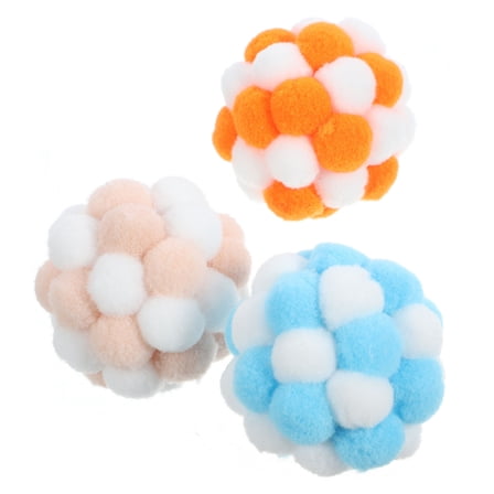 PAMINGONO 3Pcs Interactive Cat Toy Balls Plush Round For Indoor Cats 1.6In