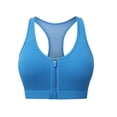 thumbnail image 2 of Feancey Womens Racerback Sports Bras Mesh Breathable Zipper Front Closure Bra Comfort No Underwire Yoga Workout Bra Solid Color Push Up Bralettes Blue S, 2 of 9
