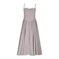 thumbnail image 5 of Ecqkame Women's Wedding Guest Dress Solid Color Sexy Slip&nbsp;Party Dress Tummy Control Pleated Suspender Large Hem Dress 03-Gray XXXL, 5 of 9