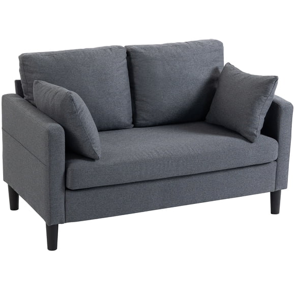 HOMCOM Causeuse 55 Pouces, Canapé Moderne avec Coussin à Ressorts, Gris Foncé