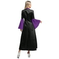 thumbnail image 2 of Aislor Women Color Block Mandarin Collar Flared Sleeves Gown Full Length Bodycon Dress Purple L, 2 of 7