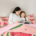 thumbnail image 5 of Manfei Red Kawaii Watermelon Queen Comforter Set, Cartoon Fruit Print Bedding Comforter Set, Teen Boy Girl Kid Reversible Bedding Set, Microfiber Bedroom Decor, 3 Pieces, 5 of 8