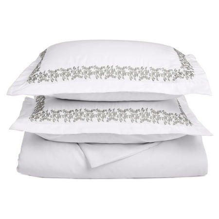 Superior Light Weight and Super Soft Brushed Microfiber, Wrinkle Resistant Duvet Cover with Floral Lace Embroidered Pillow Shams