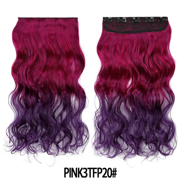 XmhyTop 17.7" Long Straight Clip in Hair Extensions, Full Head One Piece Style with 5 Clips, Highlight Synthetic Fibre, Easy-to-Wear for Women, Dark Red to Purple