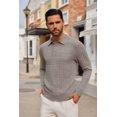 thumbnail image 2 of COOFANDY Men's Knit Polo Shirts Long Sleeve Casual Button Down Ribbed Polo Shirt Fashion Golf Shirts, 2 of 5