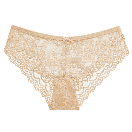 Fulorrnie Women s Lace Thong Underwear Bow Accent Sexy Breathable Cotton Lined Panties  Beige  XL