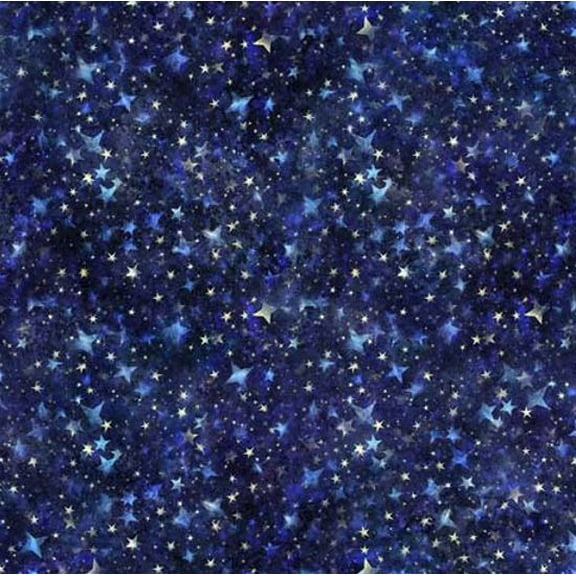 Cotton Aurora Quilting Treasures Night Skies Sky Stars Space Galaxy Nebulas Blue Cotton Fabric Print by the Yard (2600-30595-N)