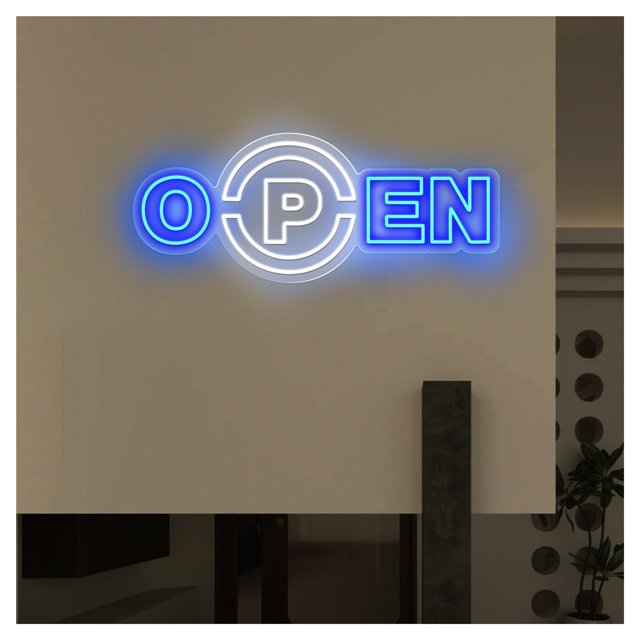 Letrero De Neón Open Bienvenida, Ideal Para Restaurantes Comida Rápida, Decoración Personalizada Con Luz Regulable 58cm