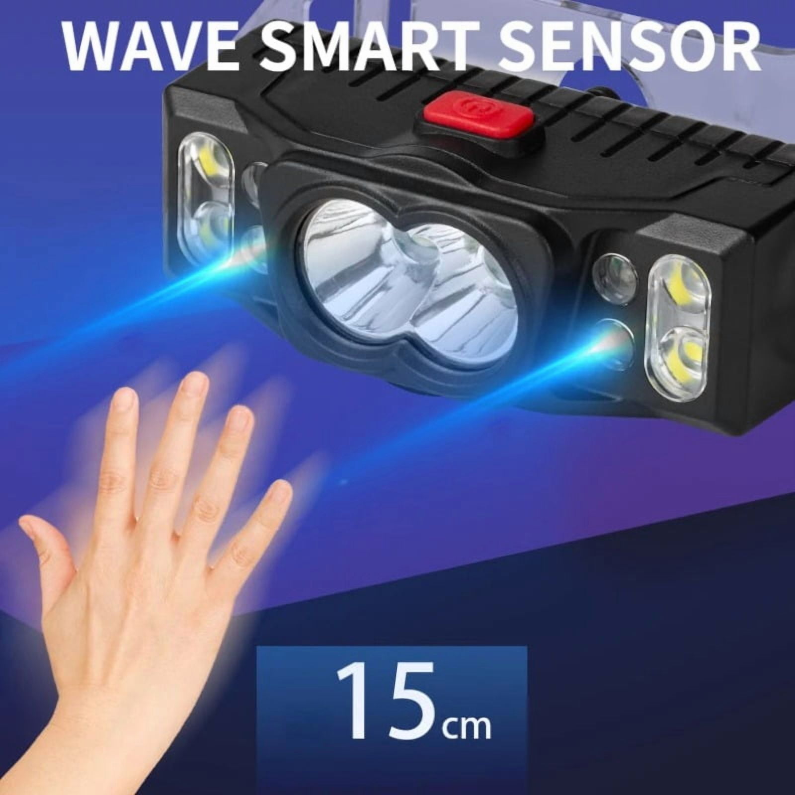 LED Smart Sensor Headlamp 2000 mAh Rechargeable Head Torch 7 Modes Working Headlight Outdoor Waterproof Flashlight Portable Emergency Lamp For Fishing Cycling Hiking