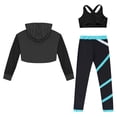 thumbnail image 4 of TiaoBug Kids Girls Tracksuit Sports Bra Hooded Crop Tops Leggings Set Jazz Dancewear Activewear Blue Green 12, 4 of 5