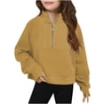 thumbnail image 2 of GiLiling Girls Sweatshirt, Half Zip Cropped Pullover Fleece Quarter Zipper Hoodie, Fall Fashion Outfit Clothes (Yellow, 18-24 Months), 2 of 4