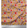 thumbnail image 1 of Soimoi Velvet Fabric Cold Drink,Pizza & Burger Food Decor Fabric Printed Yard 58 Inch Wide, 1 of 1