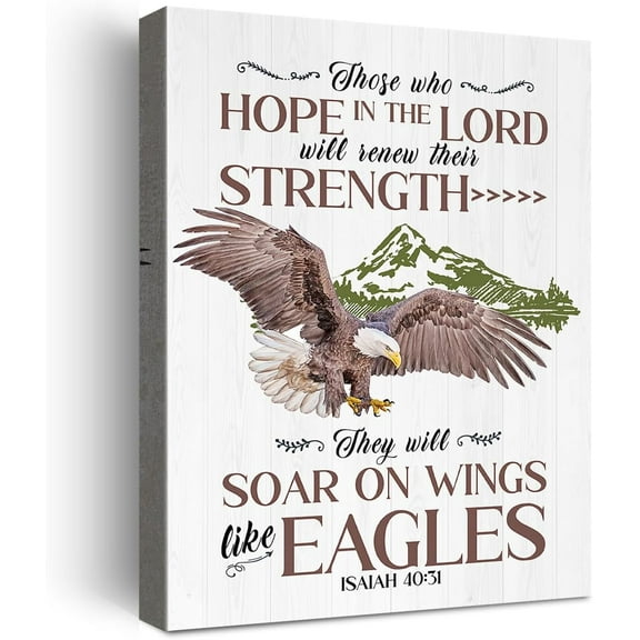 Isaiah 40 31 Wall Art,Those Who Hope in the Lord Strength Isaiah 40:31 Bible Verses Canvas Poster Print Wall Art,Christian Scripture Home Office Bedroom Wall Decoration W616
