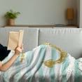 thumbnail image 3 of Anchor Soft Flannel Fleece Throw Blanket, Nordic Marine Golden Yellow Anchor Striped Background Old-Fashioned Artwork, Cozy Plush for Indoor and Outdoor Use, 70" x 90", Pale Blue White, by Ambesonne, 3 of 5