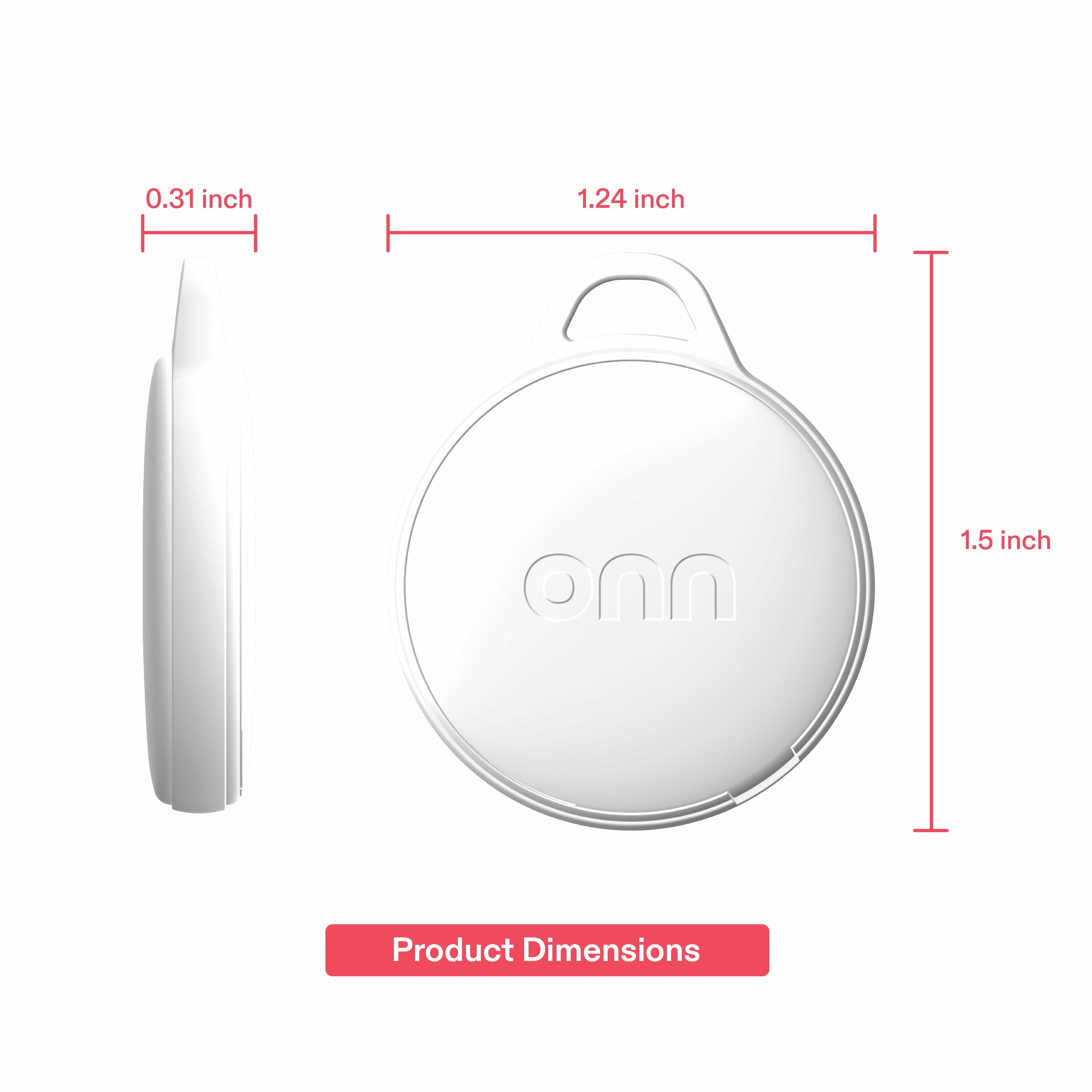 onn Item Locator, iOS / Android Compatible - White