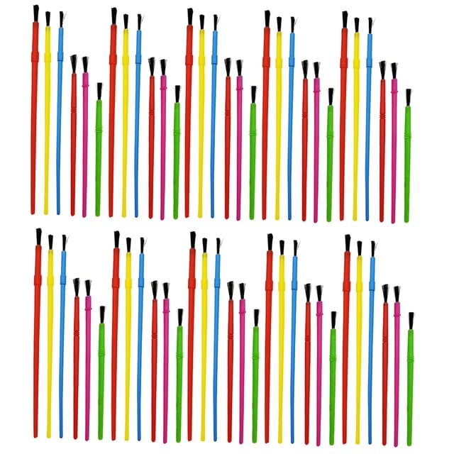 FRCOLOR plastic brushes 100PCS Plastic Brushes DIY Detail Paint Brushes Fine Detailing Painting Drawing Brushes for Children (Random Color),6.69"X0.2"X0.2"
