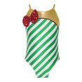 thumbnail image 3 of Yeahdor Kids Girls Candy Cane Dance Gymnastics Leotard Christmas Costume Shiny Metallic Bodysuit Green 6, 3 of 7