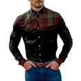 thumbnail image 1 of Camisas s Para Hombre Manga Corta Camisa de manga larga con botón de solapa y bloque de color a cuadros informal a la para hombre (Black, L), 1 of 5
