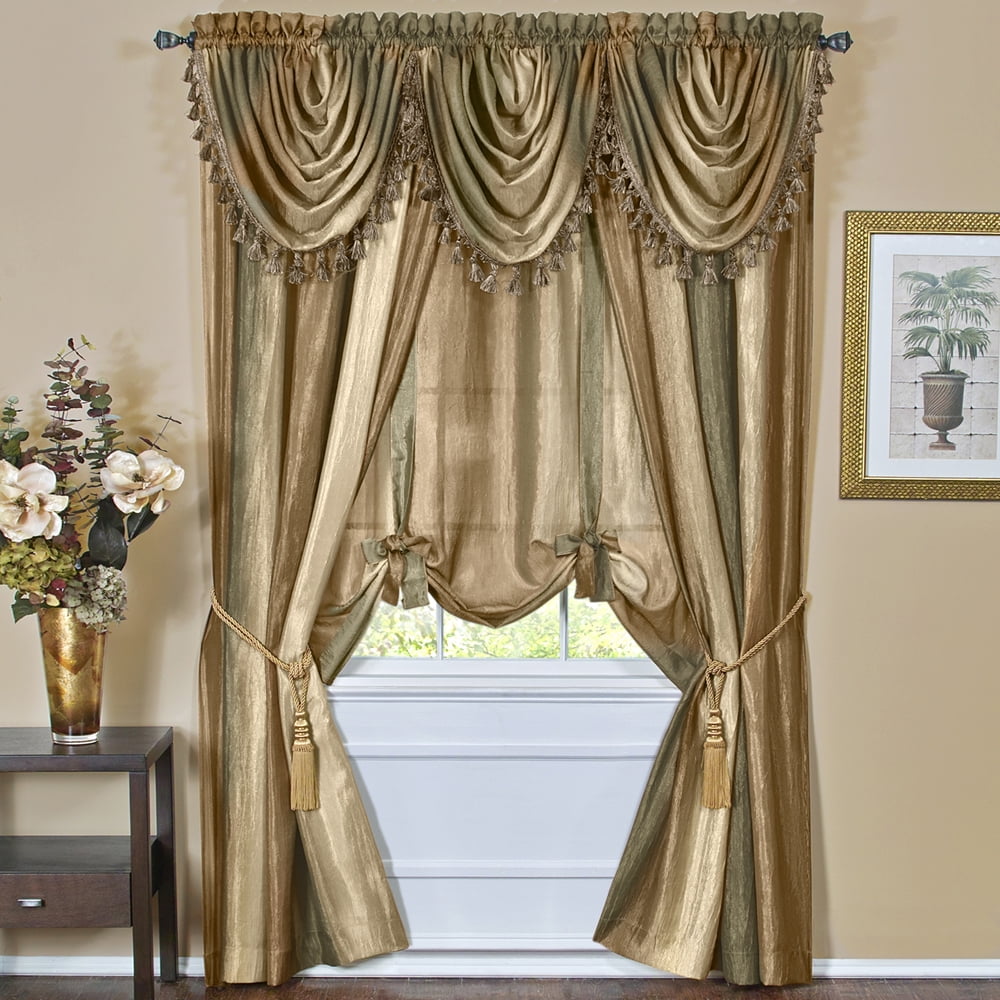Achim Ombre Earth Striped Modern Window Tie-Up Shade, 50" x 63", Beige