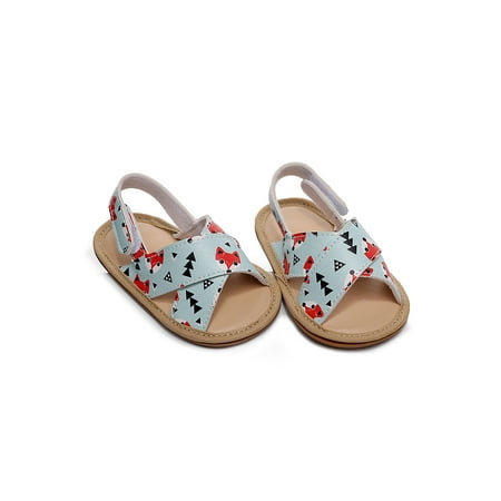 

Rotosw Children Flat Sandals Soft Sole Toddler Shoes Magic Tape Flats Lightweight Ankle Strap Summer Sandal Beach Cute Fox 4C