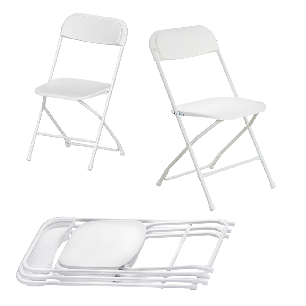 Kadyn 5 Pack Plastic Folding Chair, Modern Folding Stackable Chairs for Outdoor Patio Garden Wedding Party, White Folding Dininng Chairs for Office