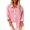 Pink, variant on Fnooota Button Down Shirts for Women, Solid Color Cotton Linen Long Sleeve Tops with Pockets Khaki Size L