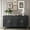 Distressed Black, variant on Modern Gray Lacquered 4 Door Wooden Cabinet Sideboard Buffet Server With Adjustable Shelf For Living Room, Entryway, Hallway, Office, Kitchen And Dining In Lacquer Shelves