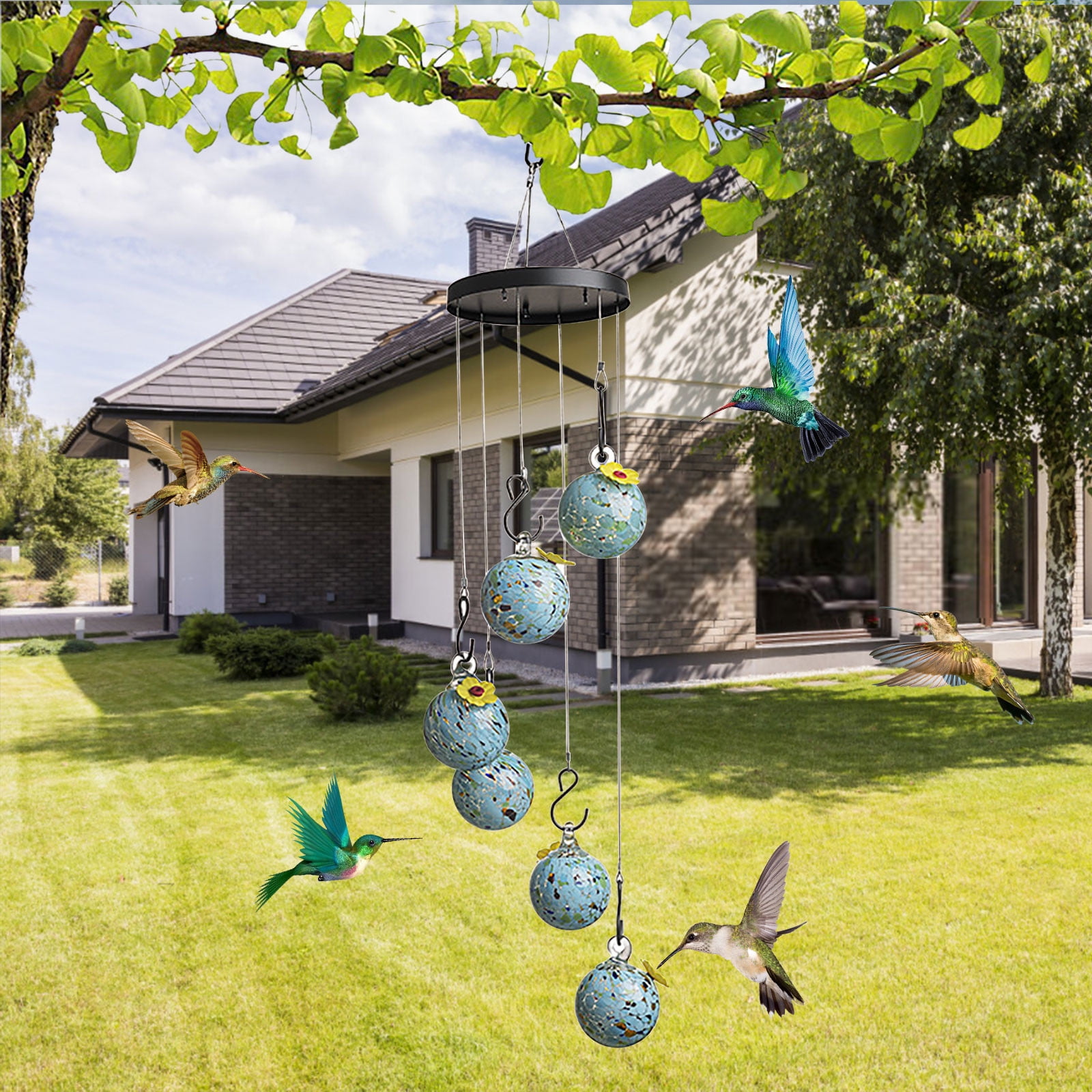 sruoe Hummingbird Feeder, Hummingbird Feeders for Outdoors Hanging, Window Hummingbird Feeder for Birds Patio Garden Family Decorative Viewing, Glass