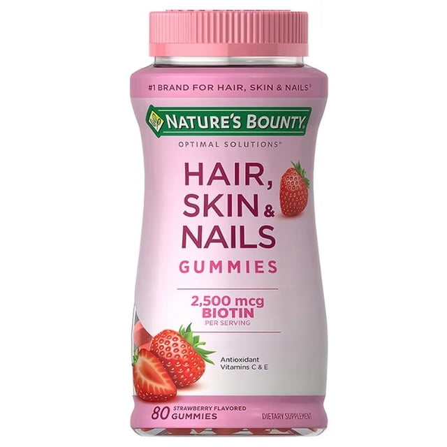 Gomitas de biotina Supplement Nature's Bounty para cabello, piel y uñas, 80 unidades