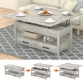 thumbnail image 2 of Urban Deco Lift Top Coffee Table with 2 Storage Drawer Hidden Compartment, Dinging Table Coffee Table for Living Room, Gray, 2 of 7