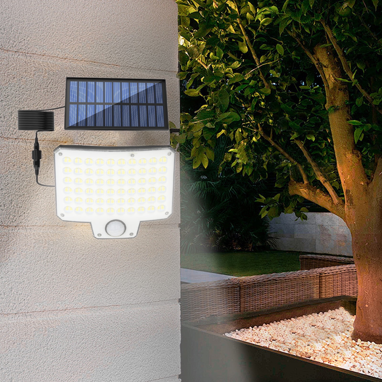 Byikun Outdoor Solar Lights Light Sensor Rainproof Modern Design Solar Lights for Courtyard Terrace Garden Garage, IP44, Automatic Lighting, Easy Installation