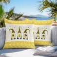 thumbnail image 4 of Outdoor Pillow Cover Bee Gnomes Set of 2 Waterproof Throw Pillowcases Floral Yellow Check Plaid Decorative Patio Furniture Pillows for Couch Garden Indoor & Outdoor Use, 4 of 9