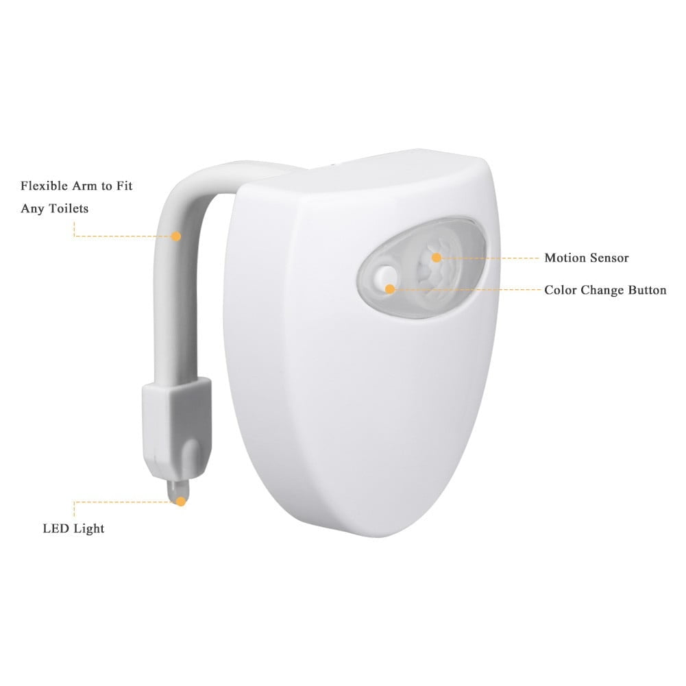 WJSXC Body Sensing Automatic LED Motion Sensor Night Lamp Toilet Bowl Bathroom Light White