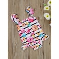 thumbnail image 3 of Gureui Kids Baby Girls One-Piece Swimsuit, Stripe Donut Print Ruffle Trim Fly Sleeve Backless Baby Bodysuit Swimwear, 3 of 9