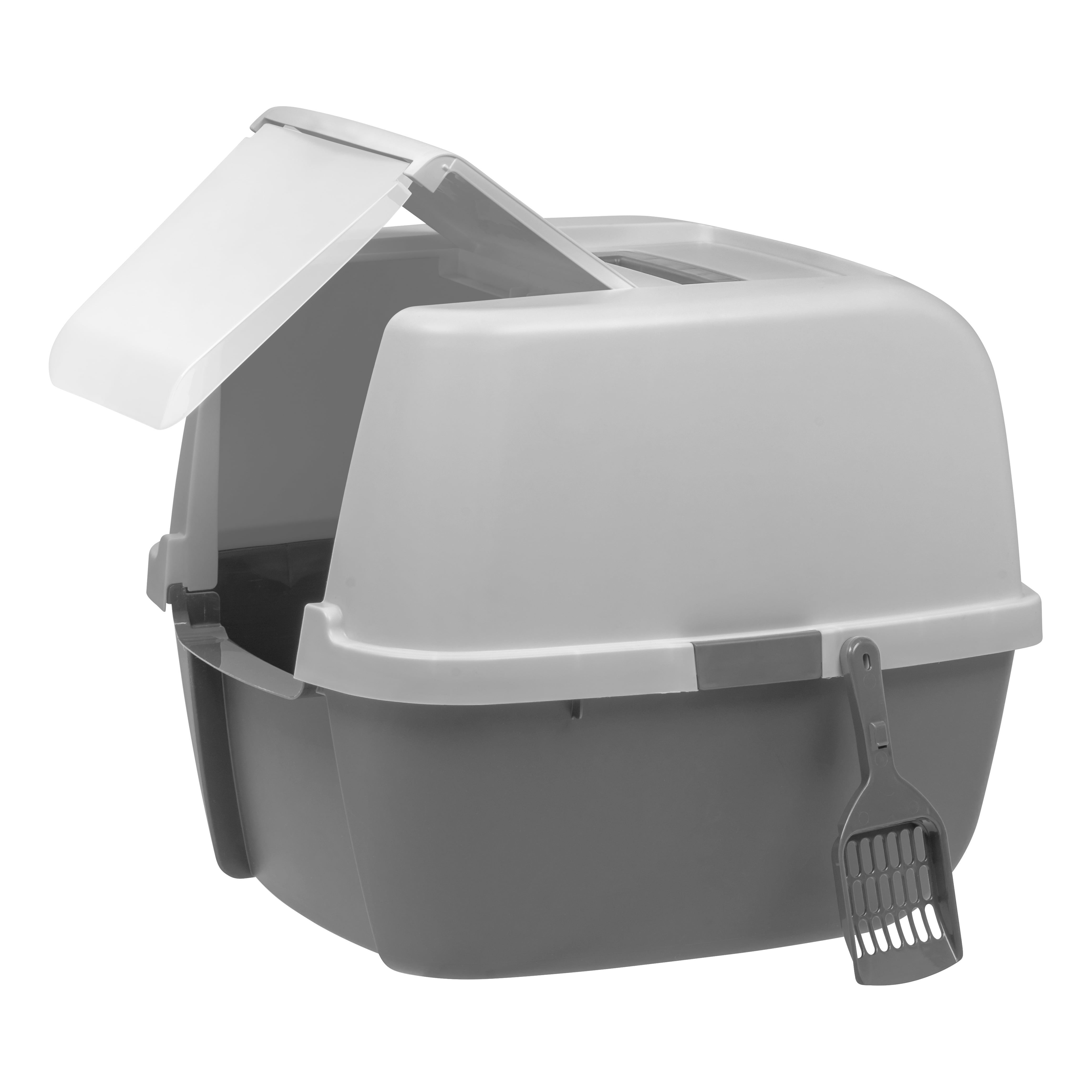 IRIS Jumbo Hooded Cat Litter Box with Litter Scoop, Gray