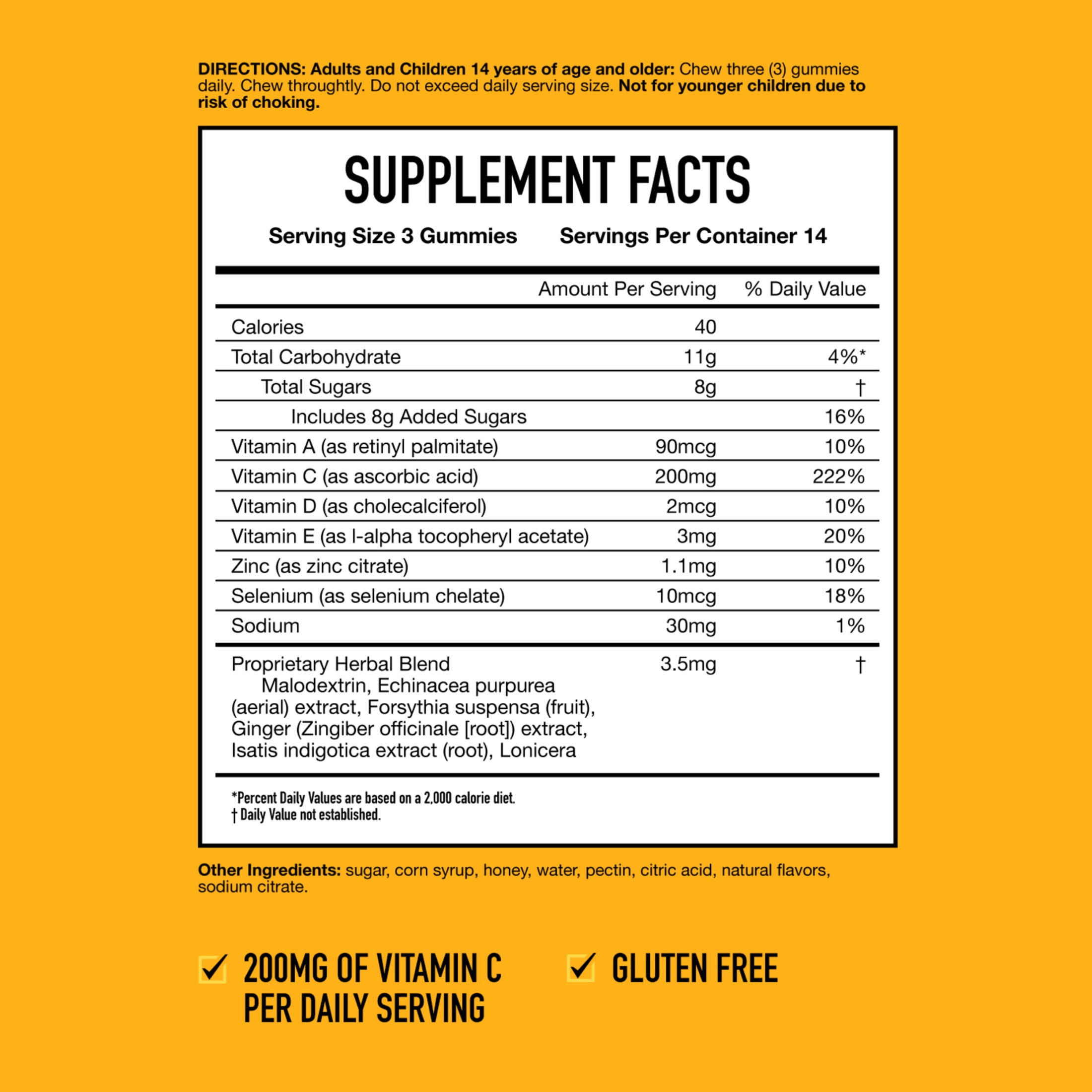 Airborne Vitamin C & Zinc Immune Support Gummies, Honey Lemon Flavor, 63 Count