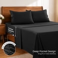thumbnail image 5 of Lux Decor Collection Queen Bed Sheets Set Brushed Microfiber High GSM, 4 Piece Sheet Set Upto 16 Inches Deep Pocket Bedding Sheets & Pillowcases - Black, 5 of 10
