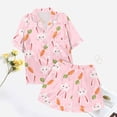 thumbnail image 3 of Yuanlong Womens Pajama Sets Summer Cute Rabbit Lapel Short Sleeved Shorts 2 Piece Pajamas Casual Loungewear With Pocket, 3 of 5